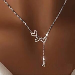 Sterling Silver Heart Lariat Necklace - new